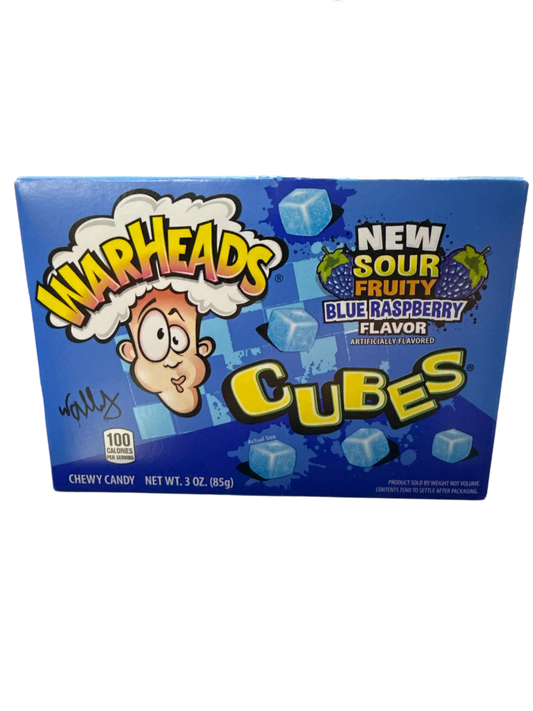 Warheads Sour Blue Raspberry Cubes 85G - U.S Edition