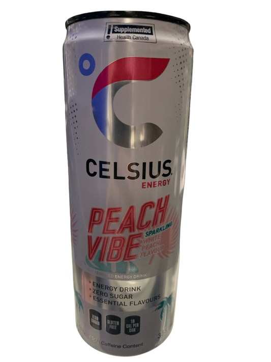 Celsius Peach Vibe Zero Sugar Energy Drink 355ML - Canadian Edition